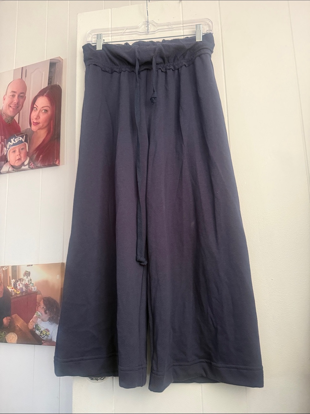 Wide Leg Drawstring Pants in Navy